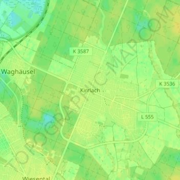 Topografische kaart Kirrlach, hoogte, reliëf