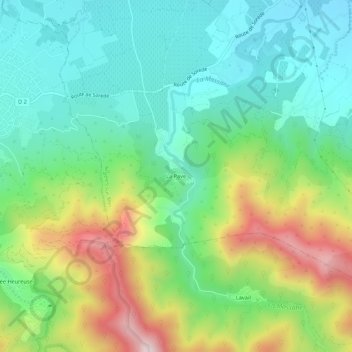 Topografische kaart La Pave, hoogte, reliëf