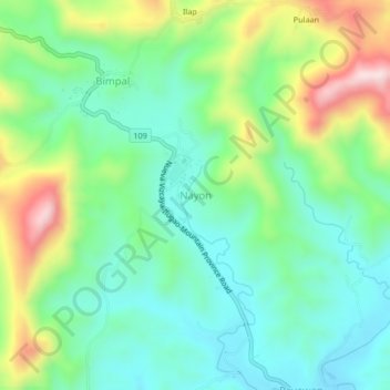 Topografische kaart Nayon, hoogte, reliëf