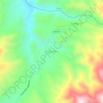 Topografische kaart Potrerillos, hoogte, reliëf