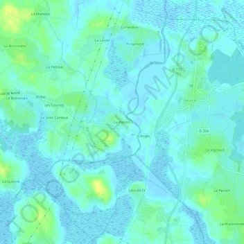 Topografische kaart Le Perron, hoogte, reliëf