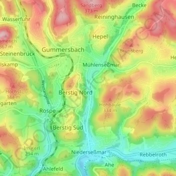 Topografische kaart Nöckelseßmar, hoogte, reliëf