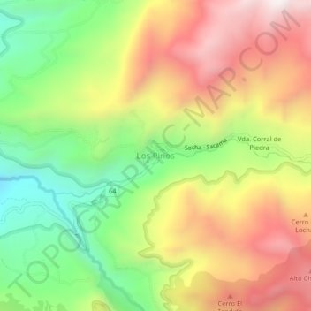 Topografische kaart Los Pinos, hoogte, reliëf