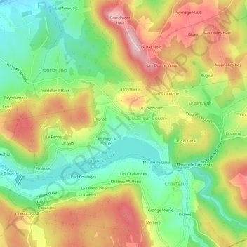 Topografische kaart Le Terme Bas, hoogte, reliëf
