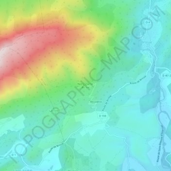 Topografische kaart Notre-Dame-du-Suc, hoogte, reliëf