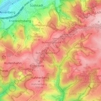 Topografische kaart Eichholz, hoogte, reliëf