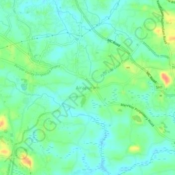 Topografische kaart Airapuram, hoogte, reliëf