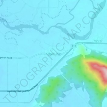 Topografische kaart Kahapunan, hoogte, reliëf