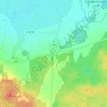 Topografische kaart Oelsig, hoogte, reliëf