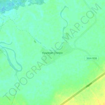Topografische kaart Кривое Озеро, hoogte, reliëf