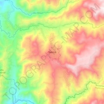 Topografische kaart Neira, hoogte, reliëf