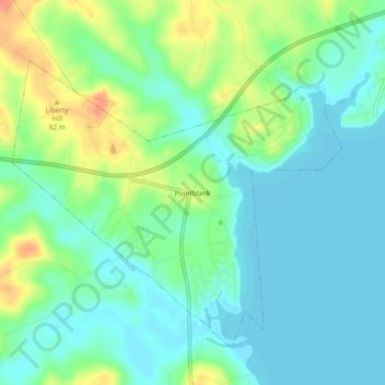 Topografische kaart Pointblank, hoogte, reliëf