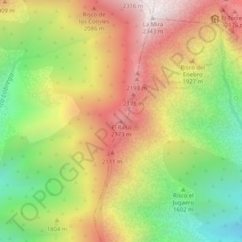 Topografische kaart El Raso, hoogte, reliëf