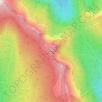 Topografische kaart Bentz Peak, hoogte, reliëf