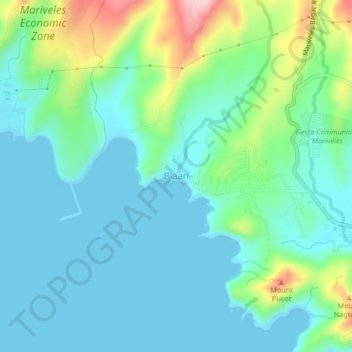Topografische kaart Biaan, hoogte, reliëf