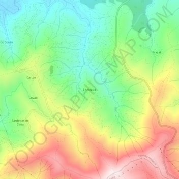 Topografische kaart Lontreira, hoogte, reliëf