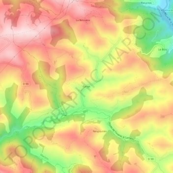 Topografische kaart Farret, hoogte, reliëf