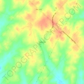 Topografische kaart Welcome, hoogte, reliëf