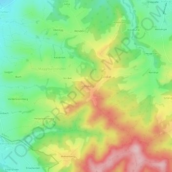Topografische kaart Gschnaidt, hoogte, reliëf