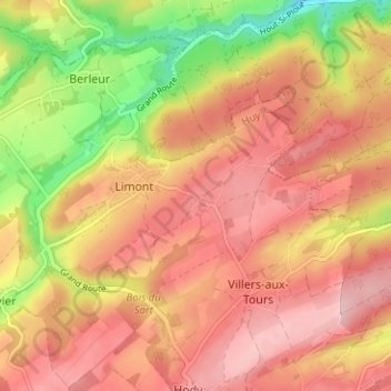 Topografische kaart Hestreux, hoogte, reliëf