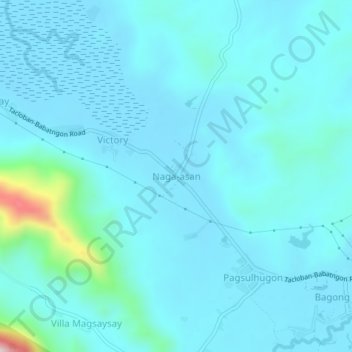 Topografische kaart Naga-asan, hoogte, reliëf