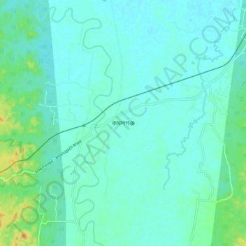Topografische kaart Komolgonj, hoogte, reliëf