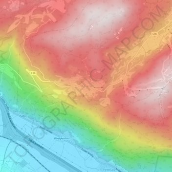 Topografische kaart Mösern, hoogte, reliëf
