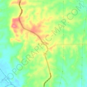 Topografische kaart El Viajano, hoogte, reliëf