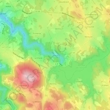 Topografische kaart L'Olagnier, hoogte, reliëf