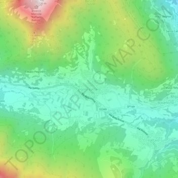 Topografische kaart Vigolo Vattaro, hoogte, reliëf