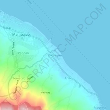 Topografische kaart Balbagon, hoogte, reliëf