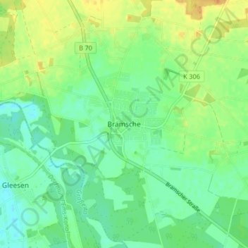 Topografische kaart Bramsche, hoogte, reliëf