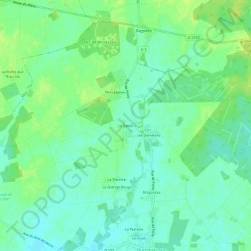 Topografische kaart Le Sabot, hoogte, reliëf