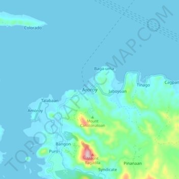 Topografische kaart Aroroy, hoogte, reliëf