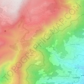 Topografische kaart Rosa Negra, hoogte, reliëf