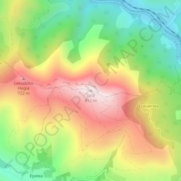 Topografische kaart Jara, hoogte, reliëf