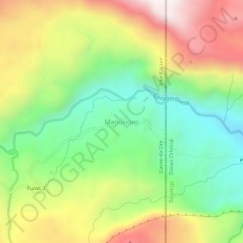 Topografische kaart Manurigao, hoogte, reliëf