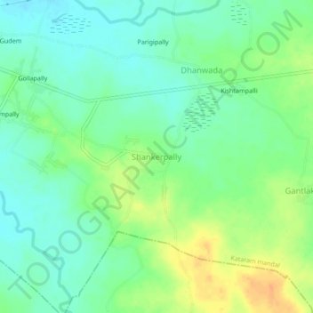 Topografische kaart Shankerpally, hoogte, reliëf