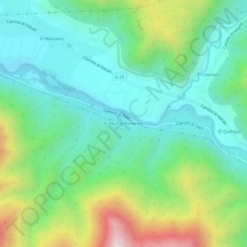 Topografische kaart El Peumo Poniente, hoogte, reliëf