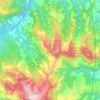 Topografische kaart Livergnano, hoogte, reliëf