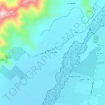 Topografische kaart Mallarauco, hoogte, reliëf