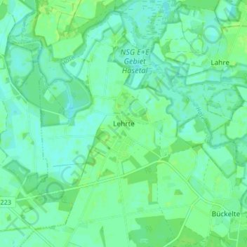 Topografische kaart Lehrte, hoogte, reliëf