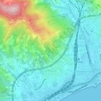 Topografische kaart Fontanassa, hoogte, reliëf