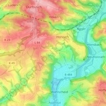 Topografische kaart Heiden, hoogte, reliëf