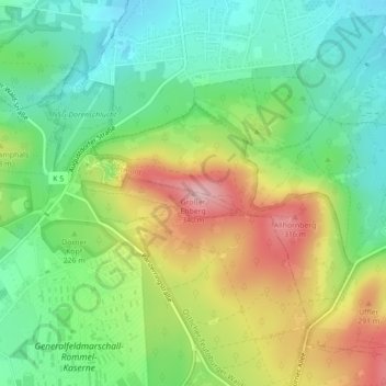 Topografische kaart Großer Ehberg, hoogte, reliëf