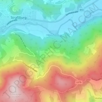 Topografische kaart Schattseite, hoogte, reliëf