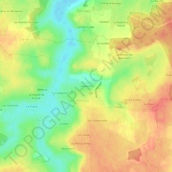 Topografische kaart Vinsenon, hoogte, reliëf