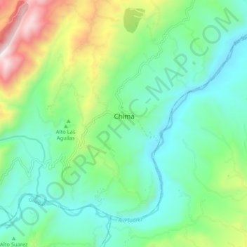Topografische kaart Chima, hoogte, reliëf