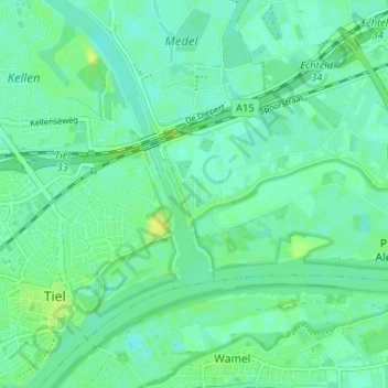 Topografische kaart Den Akker, hoogte, reliëf