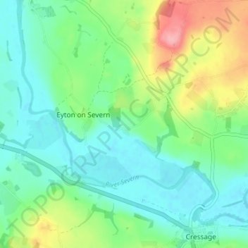 Topografische kaart Dryton, hoogte, reliëf